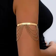 Pulseiras De Braço 1 , Pulseira Ajustável Multicamadas Aberta Com Pingente De Borla De Liga Charmosa