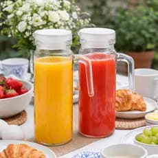 Jarra de Vidro Redonda 1 Litro Transparente Água Suco Organizador Bebida Geladeir ENVIO IMEDIATO