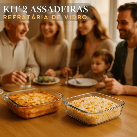 Kit 2 Assadeiras De Vidro Forma Refratárias Antiaderente Marinex Quadrada Forno Microondas Freezer