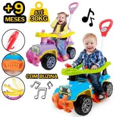 Carrinho de Brinquedo Jip Jip Infantil Empurrador Brinquedo Infantil Bebê Menina Menino Andador Quadriciclo Buzina Carrinhos de Passeio Jipe Roxo Colorido