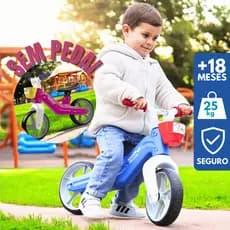 Bicicleta De Equilíbrio Primeira Bicicleta Infantil sem Pedal Andador Criança Rosa e Azul Brinquedo Presente