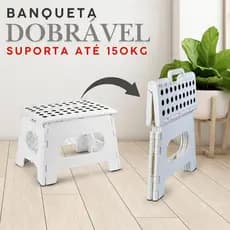 Banqueta Multiuso Retrátil 150kg Banco Dobrável Flexível Antiderrapante Alça Banquinho Reforçado