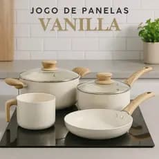 Jogo de Panelas de Luxo 4 Peças Antiaderente Tampa de Vidro Caçarola Frigideira Alumínio Cerâmico Não Gruda Sem Óleo