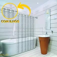 Cortina PVC para Box de Banheiro 3D Translucida com Ilhos Impermeável Antimofo