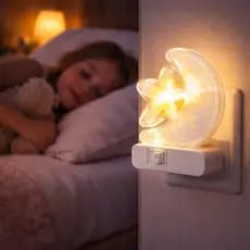 Luz Noturna Led Estrela Lua Plug Tomada 1w Infantil Abajur Iluminária Criança Quarto Noite