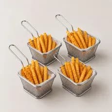 Kit com 4 Mini Cesto Servir Fritura salgados Mesa Posta 8,5x10,5x6cm
