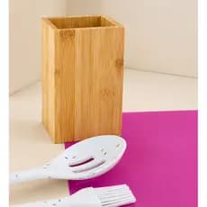 Organizador Multiuso em Bambu Talheres Caneta Organização 9CM x 9CM x 14CM