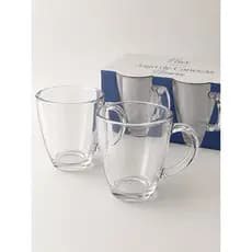 KIT 2 CANECAS TRANSPARENTES VIDRO 350ML CHA CAFÉ LEITE