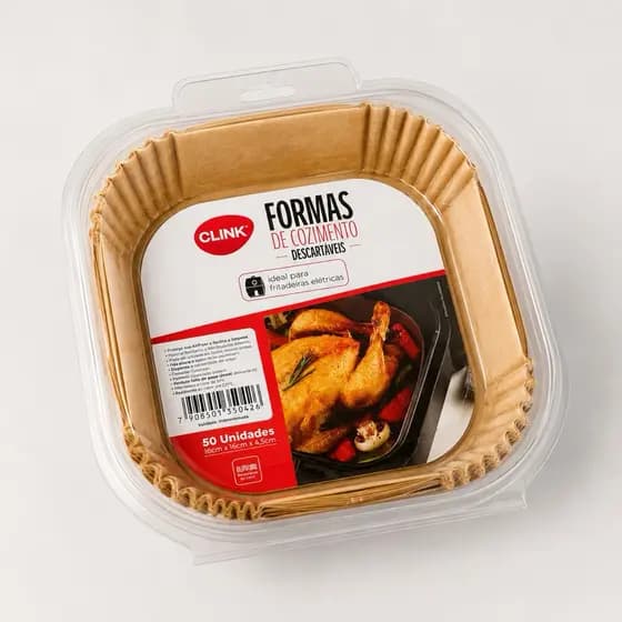 KIT 50 FORMAS QUADRADA FRITADEIRA PAPEL DESCARTAVEL 16CM X 16CM