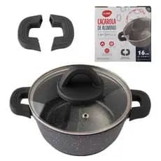 PANELA CAÇAROLA DE ALUMÍNIO E REVESTIMENTO CERÂMICA GRANITO PRETO CLINK 16CM X 7,5CM - 1,10 L - 2MM