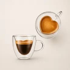 Kit 2 Xícaras Café Parede Dupla Coração 70ml