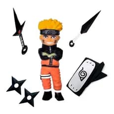 Kit Naruto Boneco Bandana Kunai Shuriken Diversão Completa
