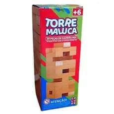 Jogo Torre Maluca de Madeira 39 Peças - Estratégia e Coordenação Motora para Crianças