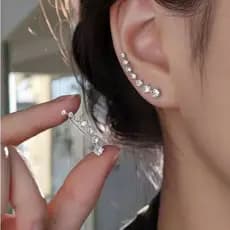 Brinco Estrela Bijuteria Festa Delicado Strass Ear Cuff Par Dourado Lindo Piercing Prata Moda