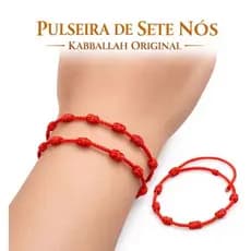 Pulseira Kabbalah 7 Sete Nós Vermelha Cabala Proteção Contra o Mal Para Família Sorte FÉ