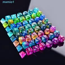 MXMIO1 Iridescente Glitter Poliédrico Dados Festa Familiar DND Entusiasta Jogos De Tabuleiro Brinquedo D4 D6 D8 D10 Núme