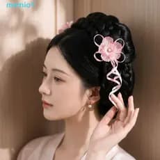 MXMIO1 Acessórios De Cabelo Hanfu , Grampo De Flor De Laço De Fita Lateral Borla Estilo Chinês