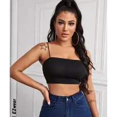 Top Faixa Cropped Com 2 Alças Sem Bojo Mini Blusinha Look Verão Forrado