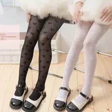 Meia Calça Arrastão Infantil Com Coração Pra Festa e Dança Aniversário Moda  Preto ou branco