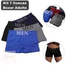 kit 7 Cuecas Boxer Adulto Microfibra Premium
