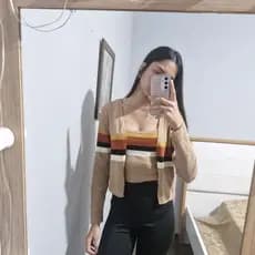 conjunto  modal, cropped + casaco, listrado