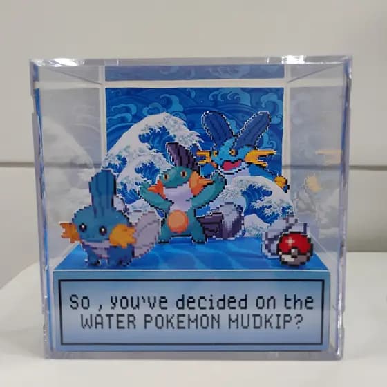 Cubo diorama Pokemon evolução Mudkip