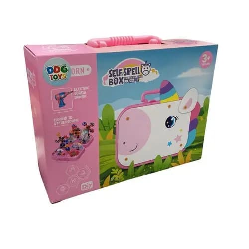 Kit Maleta Educativa Montagem Brinquedo Infantil Criativo Unicórnio