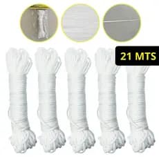 Kit Revenda 5 Cordas Varal Trançada 21 Metros Aditivo AntiUV