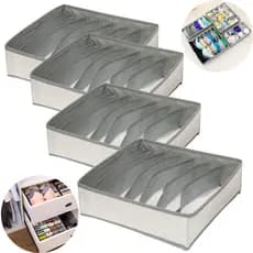 Kit 4 Organizadores Colmeia Closet Gaveta c/ 7 Divisórias Sutia Chinelo Rasteira Roupas Intimas