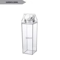 Garrafa Leite Acrílico Transparente 500ml Organizador Geladeira Suco Água