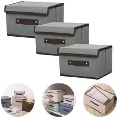 Kit 3 Caixa Organizadora Dobrável Com Tampa Móvel Guarda Roupa Armario Closet Acessórios Documentos