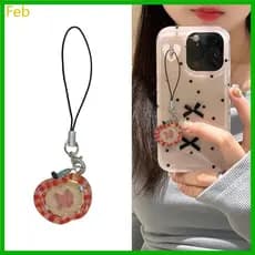 Fev Requintado Maçãs Alças Telefone Pingente Chave Pendurado Ornamento Saco Charme Adequado Para Várias Comb