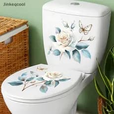Jqbr 2 Folhas De Banheiro Stier Moderno E Minimalista Flor Borboleta Padrão Pinturas Autoadesivas Para Decoração QDD