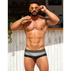 Sunga Masculina Adulto Lisa ou Listrada Verde Militar Preto