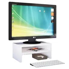 Suporte Para Monitor Organizador de Mesa Elevado Organização Home Office 100% MDF Branco Ergonômico