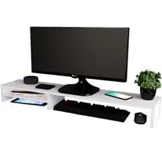 Suporte Monitor até 1 Metro Gamer Branco Home Office Ergonômico Organizador Mesa