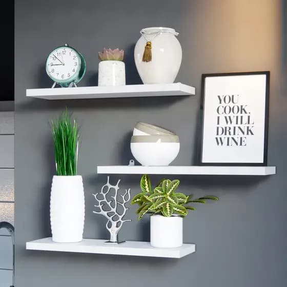 Kit 3 Prateleira 30x10 MDF Branco Gratis Suporte Cantoneira