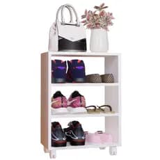 Armário Sapateira Com Rodizio Rodinha 40CM Vertical Branca Porta Entrada 100% MDF Organizadora