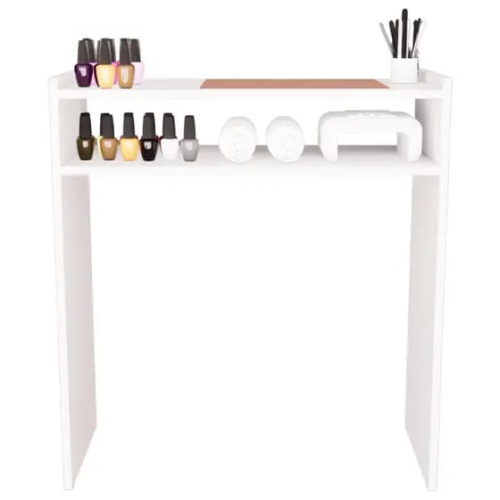 Mesinha Aparador Manicure Muito Prático na cor Branco Mesa Iniciante