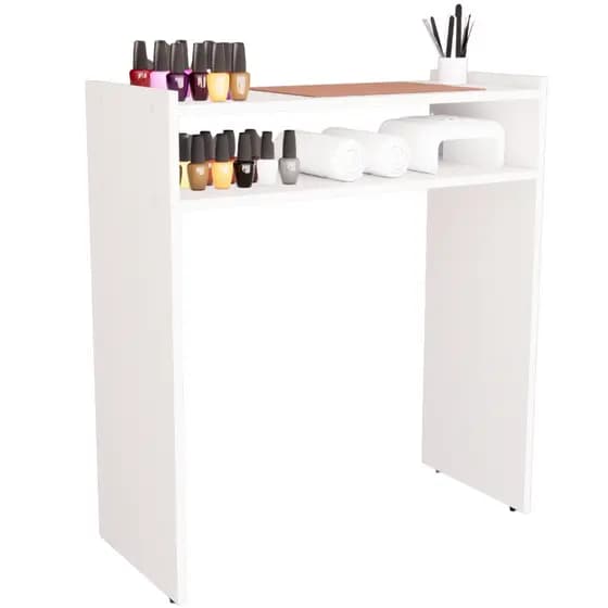 Mesa Aparador 100% MDF Muito Prático cor Branco Fácil Montagem com Pé