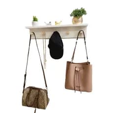 Cabideiro De Parede com Prateleira 100% MDF Organizador Decoração Super Resistente 50cm