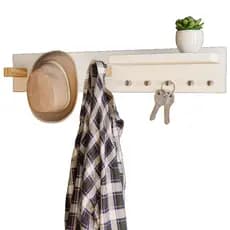 Cabideiro De Parede Porta Chave Decorativo Organizador Com Prateleira Branca Tendência 100% MDF