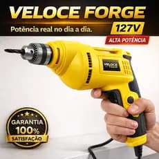 Furadeira de Impacto 127V Alta Potência Multifuncional Cabo Ergonômico Antiderrapante Veloce Forge