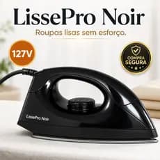 Ferro de Passar a Seco 127V Preto Base Cerâmica Antiaderente Leve 1000W LissePro Noir