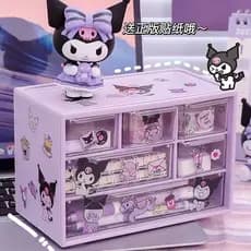 Criativo Sanrio Multi Camadas Nove Palácio Caixa De Armazenamento Grade Cartoon Kuromi Gaveta De Mesa Cute Cinnamoroll