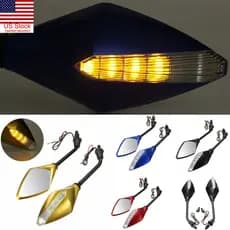 2 Peças / 1 Par Iluminação Retrovisores Da Motocicleta Bicicleta Com Luz De Pisca-Pisca Led