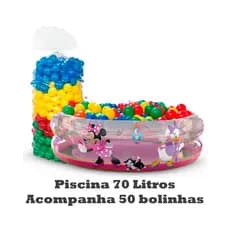 Piscina Infantil Inflável Minnie 70 litros + 50 Bolinhas