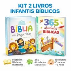 Kit Bíblia Infantil + 365 Atividades Bíblicas | Livro Bíblico Ilustrado + Livro Educativo Cristão