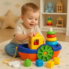 Brinquedo Educativo Barco Didático para Bebês 1 ano Menino e Menina Mercotoys