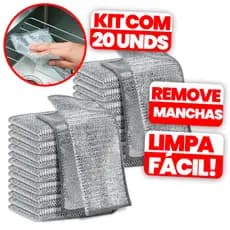 Kit 5/10/20/30 Panos De Limpeza Aço Metálico Mágico Premium Cozinha Copa Multiuso Malha Reutilizável